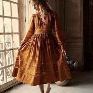 Women’s Long Sleeve Midi Dress in Burnt Orange